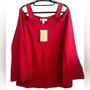 Michael Kors Red Cold Shoulder Sweater Size Large NEW